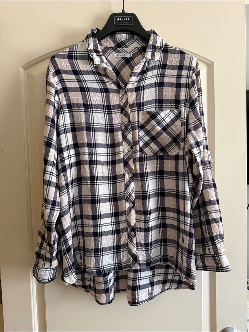 Kenneth Cole Reaction Pink and Black Plaid Button-Down Shirt-1x